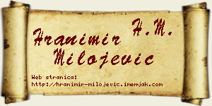Hranimir Milojević vizit kartica